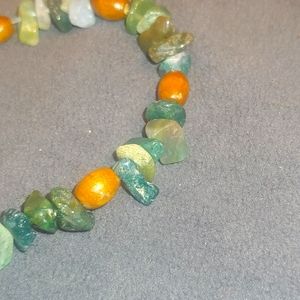 Moss Agate and wood bead bracelet